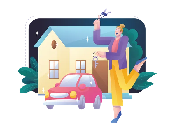 Freelancer buying new home  Illustration