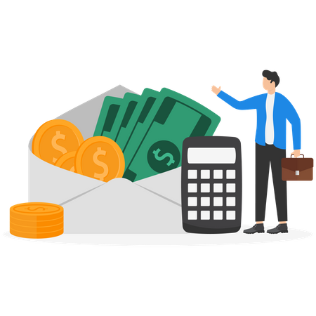 Freelancer calculating financial accounting  Illustration