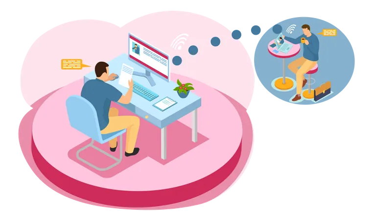 Freelancer chatting on video call  Illustration