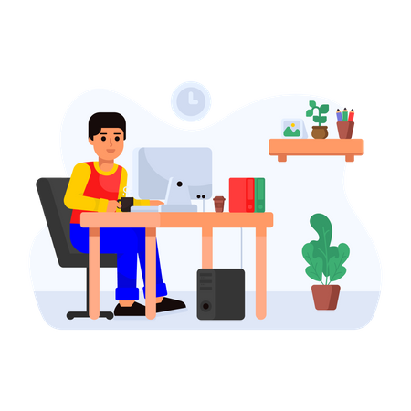 Freelancer completing task  Illustration