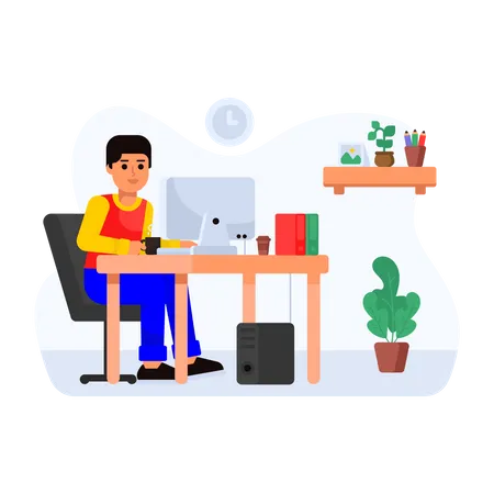 Freelancer completing task  Illustration