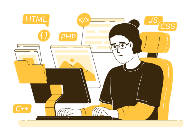 Freelancer developing website  Illustration