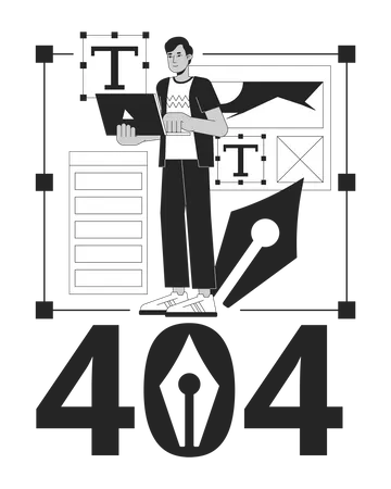 Error 404 del diseñador web independiente  Ilustración
