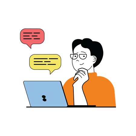 Freelancer doing conversation on laptop  Illustration