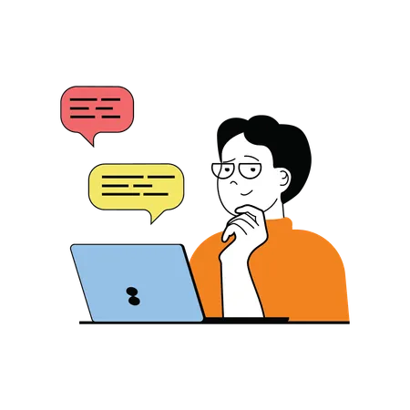 Freelancer doing conversation on laptop  Illustration