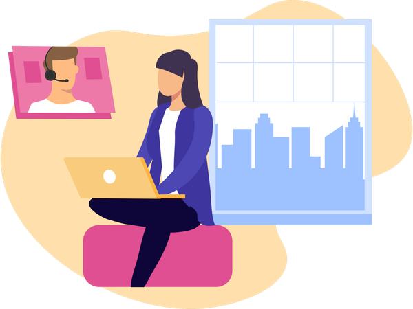 Freelancer doing Customer support  Illustration