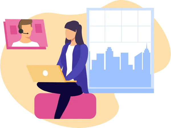 Freelancer doing Customer support  Illustration