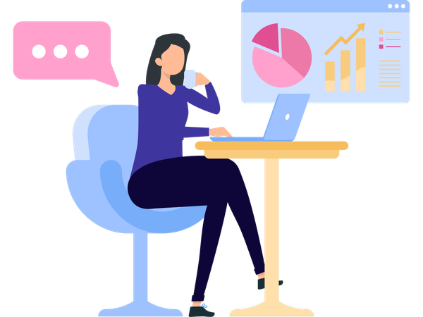 Freelancer doing Graph analysis  Illustration