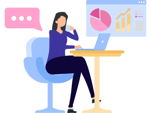 Freelancer doing Graph analysis  Illustration