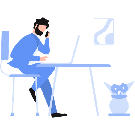 Freelancer doing his work  Illustration