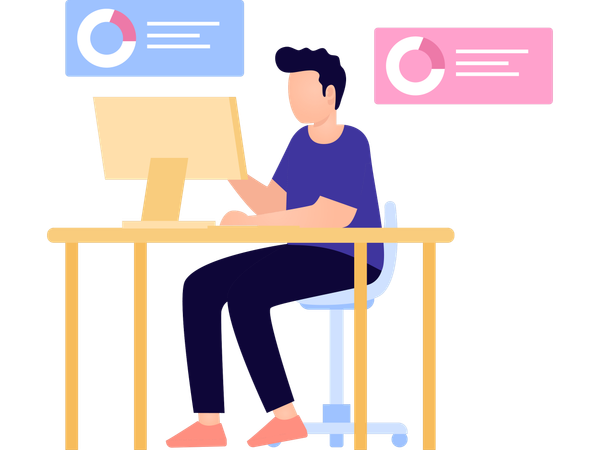 Freelancer doing Online analysis  Illustration