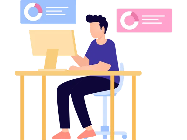 Freelancer doing Online analysis  Illustration