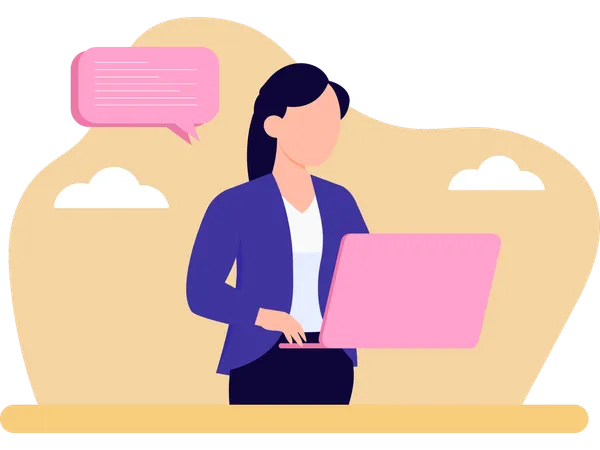 Freelancer doing Online chat Illustration