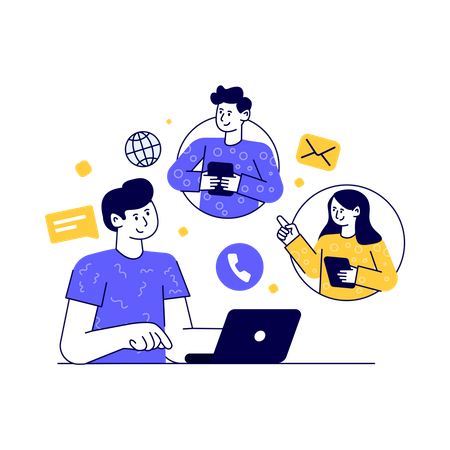 Freelancer Doing Online Meeting  Illustration