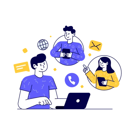 Freelancer Doing Online Meeting  Illustration