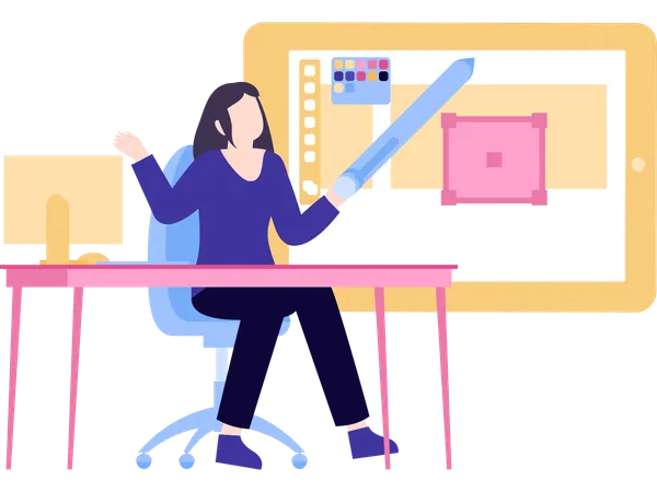 Freelancer doing online Presentation  Illustration