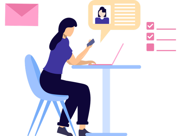 Freelancer doing Online task  Illustration
