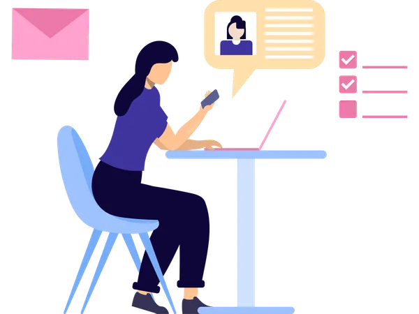 Freelancer doing Online task  Illustration