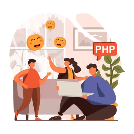 Freelancer doing PHP work  Illustration