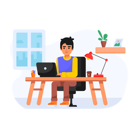 Freelancer doing remote work Illustration