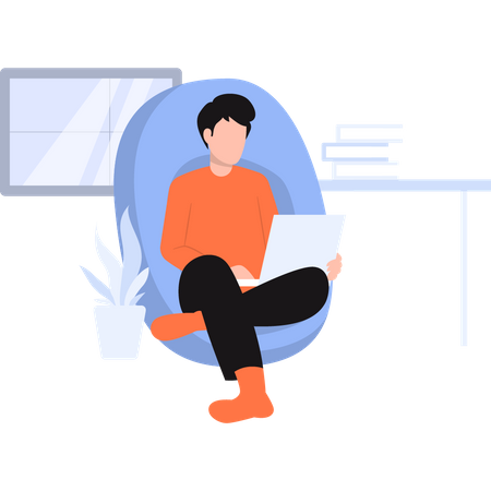 Freelancer doing remote work  Illustration