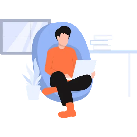 Freelancer doing remote work  Illustration