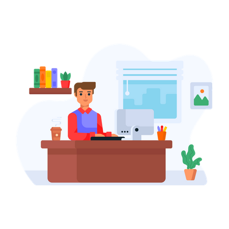 Freelancer doing remote work  Illustration