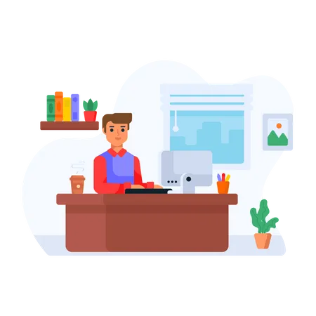 Freelancer doing remote work  Illustration