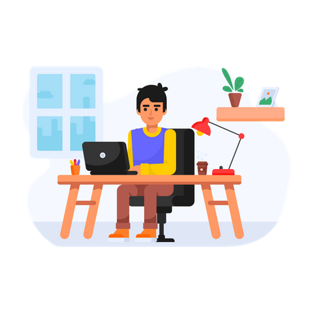 Freelancer doing remote work  Illustration