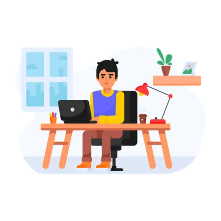 Freelancer doing remote work  Illustration