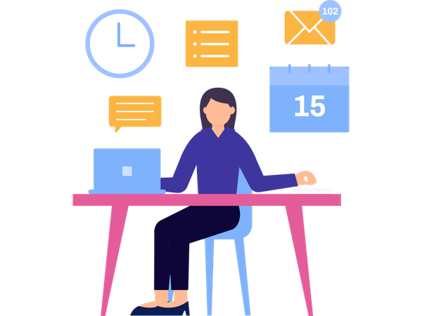 Freelancer doing Time schedule management  Illustration