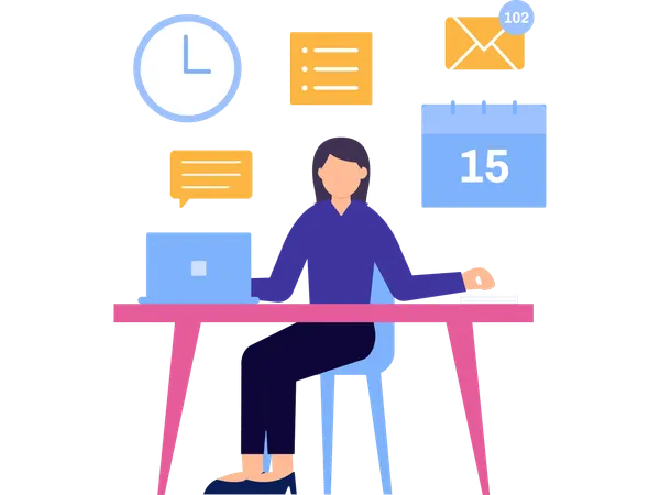 Freelancer doing Time schedule management  Illustration