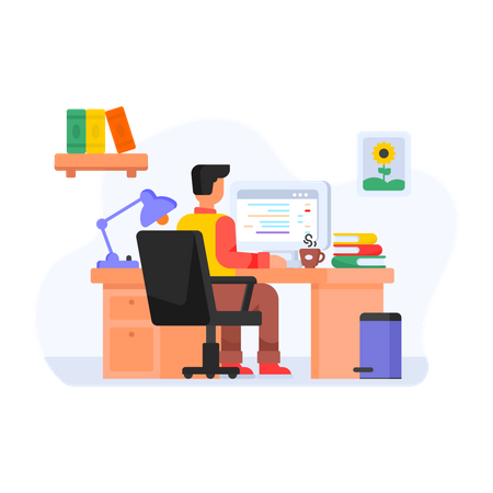 Freelancer doing website development  Illustration
