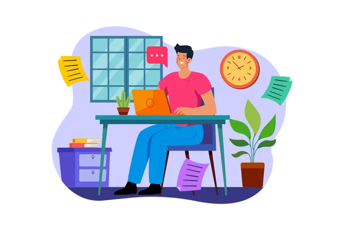 Freelancer doing work from home  Illustration