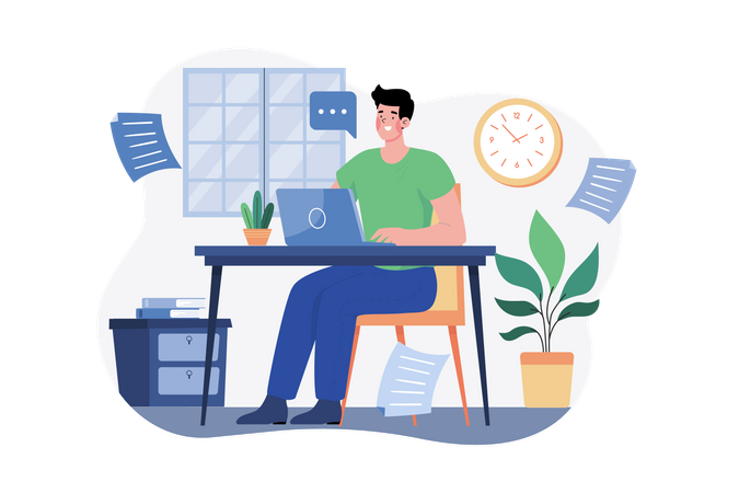 Freelancer doing work from home  Illustration