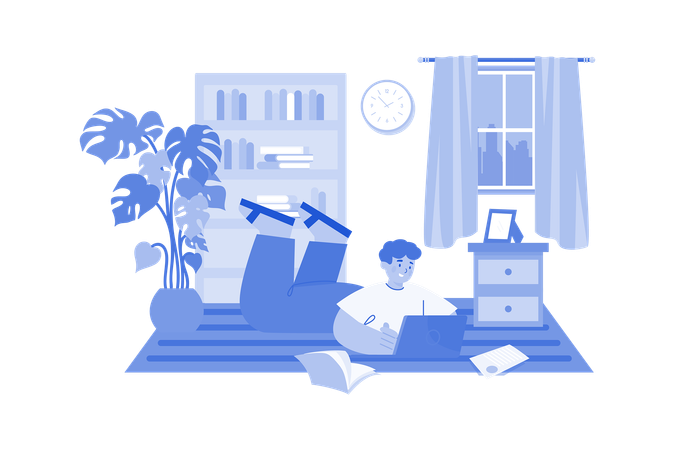 Freelancer Doing Work From Home  Illustration