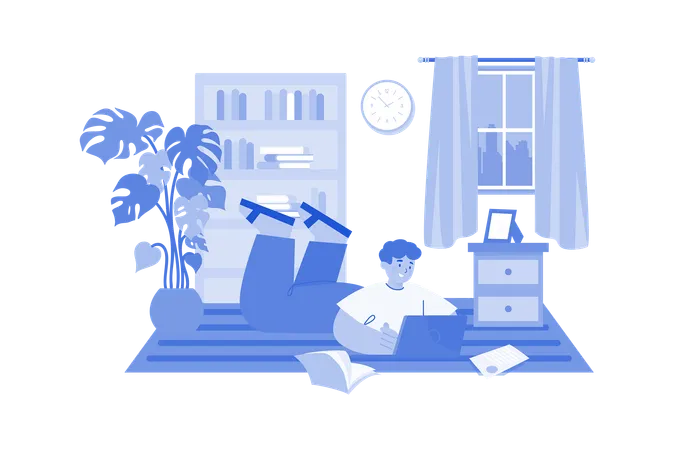 Freelancer Doing Work From Home  Illustration