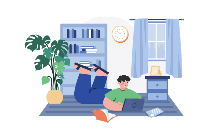 Freelancer doing work from home  Illustration