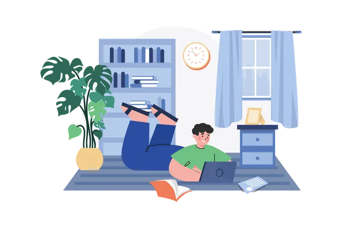 Freelancer doing work from home  Illustration