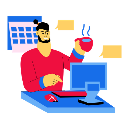 Freelancer doing work from home  Illustration