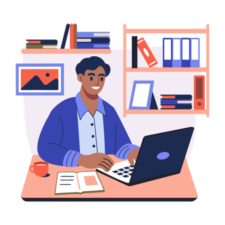 Freelancer fazendo trabalho online  Ilustração