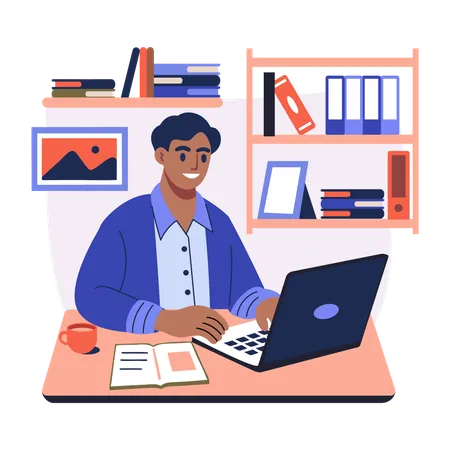 Freelancer fazendo trabalho online  Ilustração