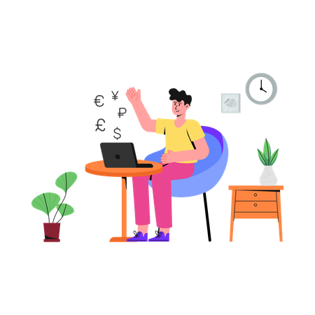 Freelancer ganhando dinheiro online  Ilustração