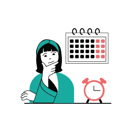 Freelancer gestionando el horario de trabajo.  Ilustración