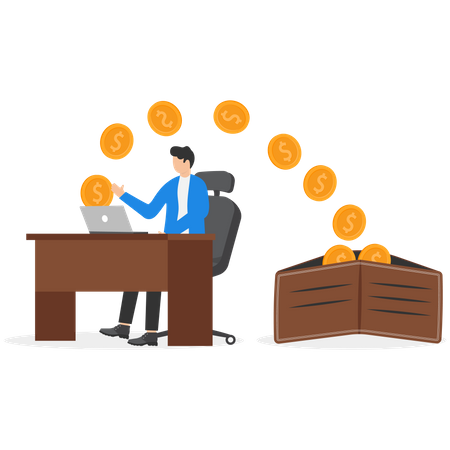 Freelancer getting money in wallet  Illustration