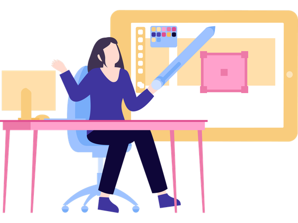 Freelancer haciendo presentación en línea  Ilustración