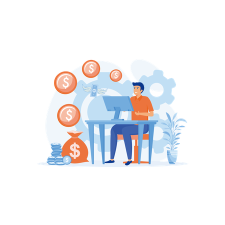 Freelancer Making Money  Illustration