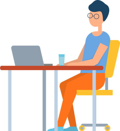 Freelancer Male Working on Computer  Illustration