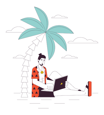 Freelancer on vacation  Illustration