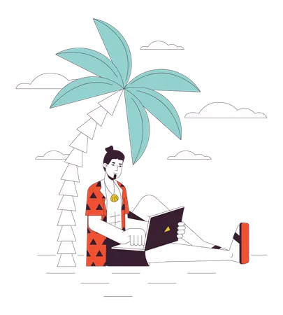 Freelancer on vacation  Illustration